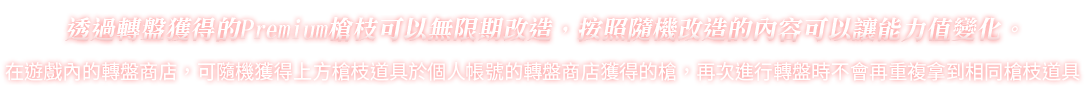 Premium槍枝可以無限期改造
