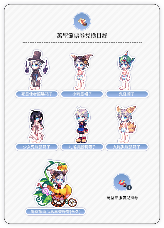 萬聖節票券兌換目錄